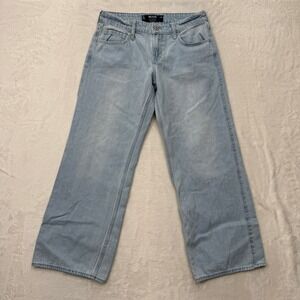 Hollister Jeans Womens 2S Light Blue Low-Rise Baggy Wide Leg 100% Cotton Denim